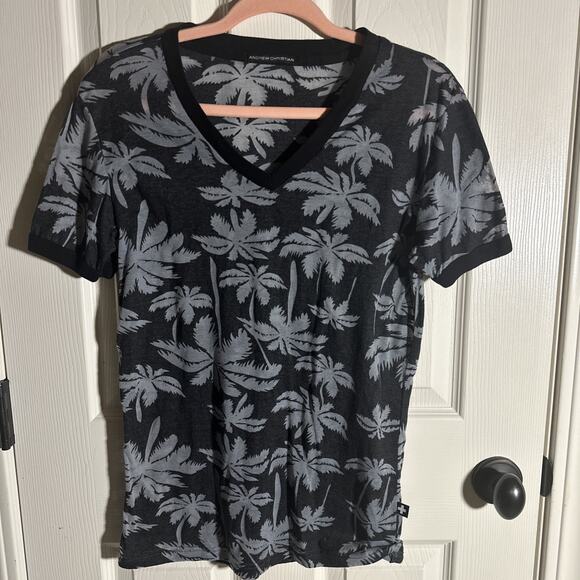 Andrew Christian Men’s Palm Tree V Neck T Shirt Size Medium - Picture 1 of 3